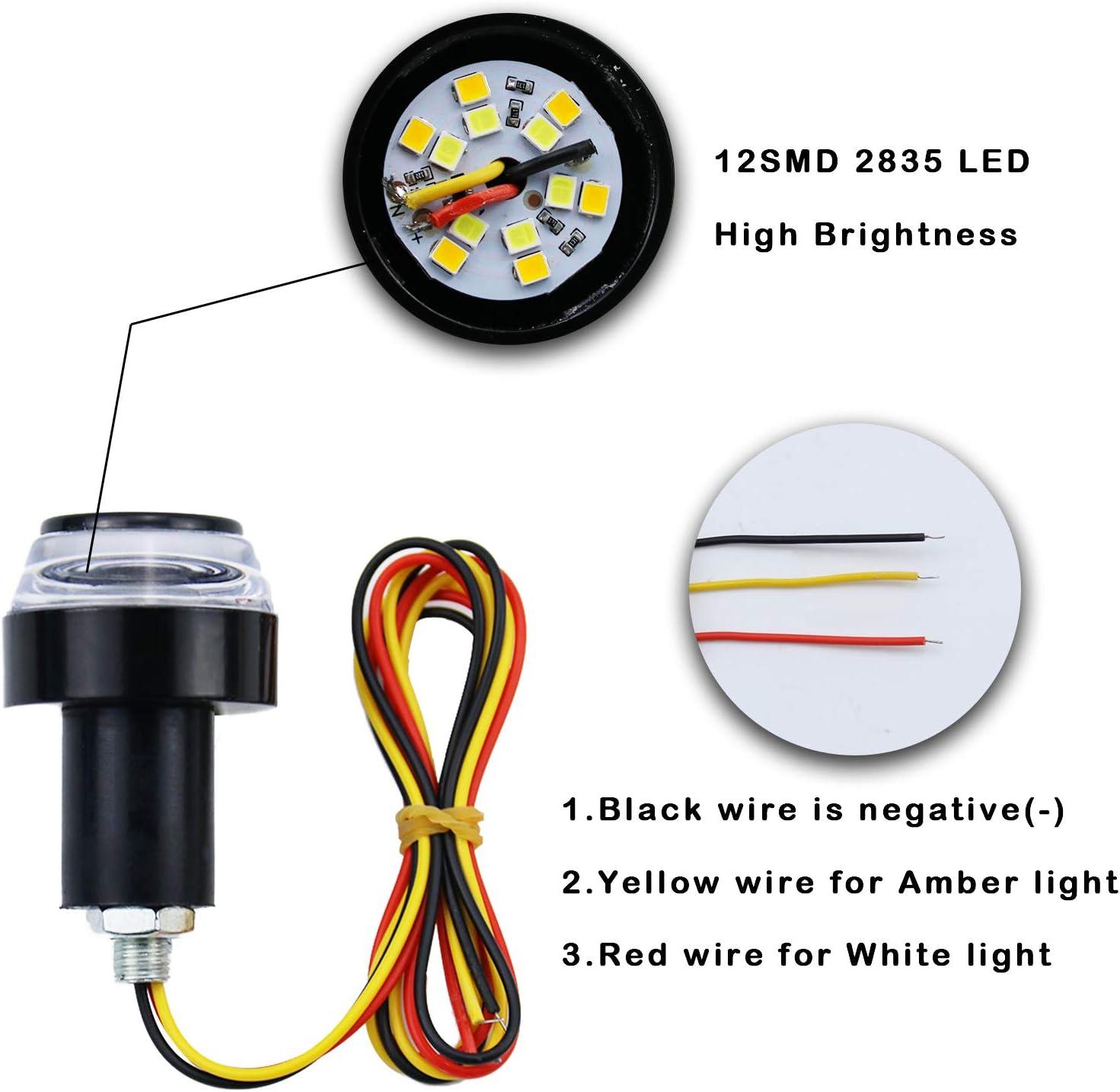 imageLivTee Motorcycle Handlebar End LED Lights Dual Color for Turn Signal Lights and Side Marker Lights or Running Lights AmberWhite