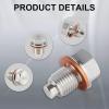 imageLivTee M14x15MM Stainless Steel Magnetic Oil Drain Plug With 3PCS Oil Pan Drain Plug Gasket Fits for Kawasaki Fits for Ford Fits for Honda Fits for Yamaha Fits for Hyundai Car Accessories