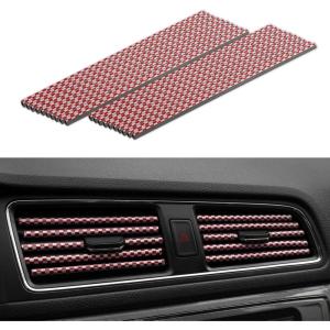 imageLivTee 20 Pieces Car Air Conditioner Decoration Strip for Vent Outlet Universal Waterproof Bendable Air Vent Outlet Trim Decoration Car Interior Accessories GreenCarbon Red