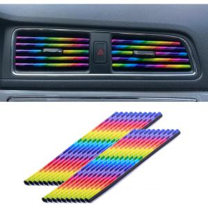 imageLivTee 20 Pieces Car Air Conditioner Decoration Strip for Vent Outlet Universal Waterproof Bendable Air Vent Outlet Trim Decoration Car Interior Accessories GreenColorful