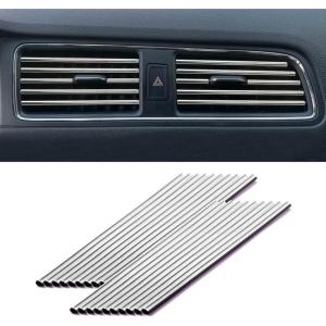 imageLivTee 20 Pieces Car Air Conditioner Decoration Strip for Vent Outlet Universal Waterproof Bendable Air Vent Outlet Trim Decoration Car Interior Accessories GreenSilver