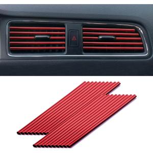 imageLivTee 20 Pieces Car Air Conditioner Decoration Strip for Vent Outlet Universal Waterproof Bendable Air Vent Outlet Trim Decoration Car Interior Accessories GreenRed