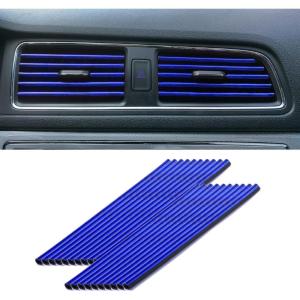 imageLivTee 20 Pieces Car Air Conditioner Decoration Strip for Vent Outlet Universal Waterproof Bendable Air Vent Outlet Trim Decoration Car Interior Accessories GreenShiny Blue
