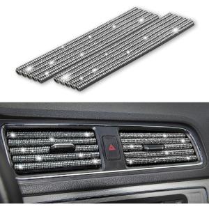 imageLivTee 20 Pieces Car Air Conditioner Decoration Strip for Vent Outlet Universal Waterproof Bendable Air Vent Outlet Trim Decoration Car Interior Accessories GreenBling White