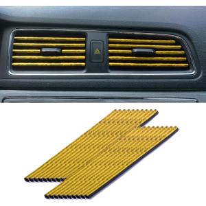 imageLivTee 20 Pieces Car Air Conditioner Decoration Strip for Vent Outlet Universal Waterproof Bendable Air Vent Outlet Trim Decoration Car Interior Accessories GreenShiny Gold