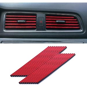 imageLivTee 20 Pieces Car Air Conditioner Decoration Strip for Vent Outlet Universal Waterproof Bendable Air Vent Outlet Trim Decoration Car Interior Accessories GreenShiny red