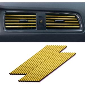 imageLivTee 20 Pieces Car Air Conditioner Decoration Strip for Vent Outlet Universal Waterproof Bendable Air Vent Outlet Trim Decoration Car Interior Accessories GreenGold