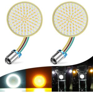 imageLivTee Extremely Bright Flashing Strobe Blinking Brake Stop Tail LED Lights Panel with 1157 Base Compatible with Harley Dyna Street Glide Road King Brilliant RedFront