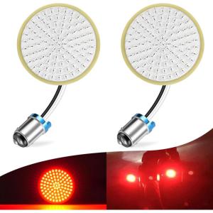 imageLivTee Extremely Bright Flashing Strobe Blinking Brake Stop Tail LED Lights Panel with 1157 Base Compatible with Harley Dyna Street Glide Road King Brilliant RedRear  Standard