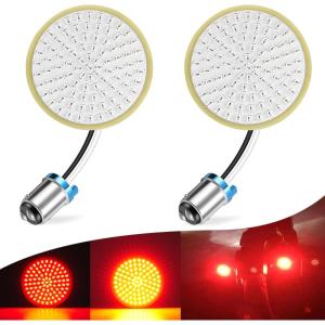 imageLivTee Extremely Bright Flashing Strobe Blinking Brake Stop Tail LED Lights Panel with 1157 Base Compatible with Harley Dyna Street Glide Road King Brilliant RedRear