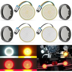 imageLivTee Extremely Bright Flashing Strobe Blinking Brake Stop Tail LED Lights Panel with 1157 Base Compatible with Harley Dyna Street Glide Road King Brilliant RedKits