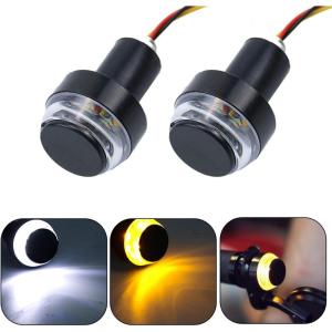 imageLivTee Motorcycle Handlebar End LED Lights Dual Color for Turn Signal Lights and Side Marker Lights or Running Lights AmberWhite