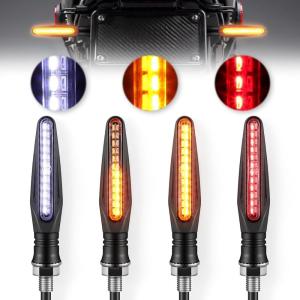 imageLivTee Super Bright 4PCS Motorcycle Indicators Flowing LED Turn Signal Lights 12V for Motorbike Scooter Quad Cruiser Off Road Amber YellowWhiteRedAmber