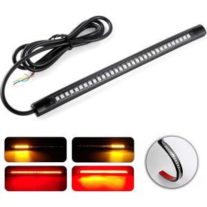 imageLivTee Universal 8quot Flexible LED Light Strip with Tail Brake Stop Turn Signal Lights Allinone for Motorcycle Scooter Quad Cruiser Off Road RedAmber