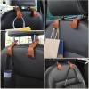 imageLivTee Beige Superior Leather Car Seat Back Headrest Hook Auto Seat Hook Hangers Interior Accessories for Purse Coats Umbrellas Grocery Bags Handbag 2PackBrown 2Pack
