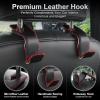 imageLivTee Beige Superior Leather Car Seat Back Headrest Hook Auto Seat Hook Hangers Interior Accessories for Purse Coats Umbrellas Grocery Bags Handbag 2PackBlack  Red 2Pack