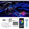 imageLivTee Smart LED Car Lights Interior with USB Port LED Strip Fiber Optic Ambient Lighting Car Wireless App Control Sync to Music Car Decorations Interior Accessories Gifts for Women Men 5 in 1Fiber Optic Lights5 in 1