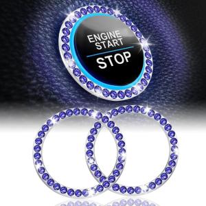 imageLivTee 2 PCS Crystal Double Rhinestone Car Engine Start Stop Decoration Ring Bling Car Interior Accessories for Women Push to Start Button CoverSticker Key Ignition ampamp Knob Bling Ring ColorfulDark Blue