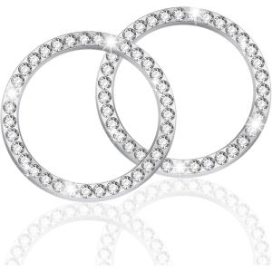 imageLivTee 2 PCS Crystal Double Rhinestone Car Engine Start Stop Decoration Ring Bling Car Interior Accessories for Women Push to Start Button CoverSticker Key Ignition ampamp Knob Bling Ring ColorfulWhite