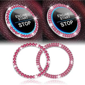 imageLivTee 2 PCS Crystal Double Rhinestone Car Engine Start Stop Decoration Ring Bling Car Interior Accessories for Women Push to Start Button CoverSticker Key Ignition ampamp Knob Bling Ring ColorfulSet Red