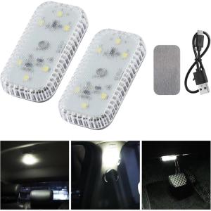 imageLivTee 2PCS Wireless Small Car LED Lights Interior USB Rechargeable Car Interior Led Night Light for Car Decor Car Accessories for Men and Woman White