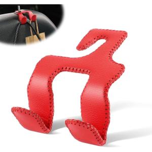 imageLivTee Beige Superior Leather Car Seat Back Headrest Hook Auto Seat Hook Hangers Interior Accessories for Purse Coats Umbrellas Grocery Bags Handbag 2PackRed 1Pack