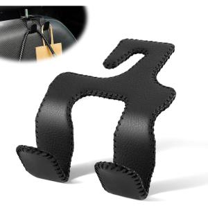 imageLivTee Beige Superior Leather Car Seat Back Headrest Hook Auto Seat Hook Hangers Interior Accessories for Purse Coats Umbrellas Grocery Bags Handbag 2PackBlack 1Pack