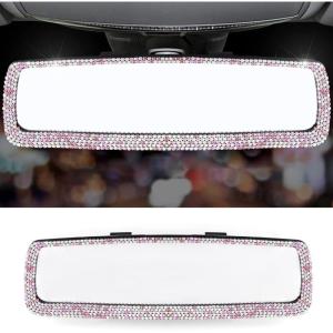 imageLivTee Bling Car Rearview Mirror Car Bling Decorations Rear View Mirror with HD Glass Bling Car Interior Accessories for Women and Teens  BluePink