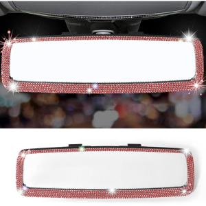 imageLivTee Bling Car Rearview Mirror Car Bling Decorations Rear View Mirror with HD Glass Bling Car Interior Accessories for Women and Teens  BlueRed