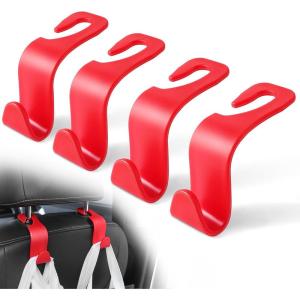 imageLivTee Car Seat Headrest Hook Car Headrest Hidden Hook 4 Pack Universal Auto Car Back Seat Hook Organizer for Purse Coat Car Interior Accessories GrayRed