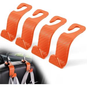 imageLivTee Car Seat Headrest Hook Car Headrest Hidden Hook 4 Pack Universal Auto Car Back Seat Hook Organizer for Purse Coat Car Interior Accessories GrayOrangeCF