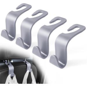 imageLivTee Car Seat Headrest Hook Car Headrest Hidden Hook 4 Pack Universal Auto Car Back Seat Hook Organizer for Purse Coat Car Interior Accessories GrayGray