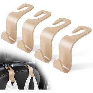 imageLivTee Car Seat Headrest Hook Car Headrest Hidden Hook 4 Pack Universal Auto Car Back Seat Hook Organizer for Purse Coat Car Interior Accessories GrayBeige