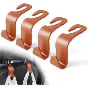 imageLivTee Car Seat Headrest Hook Car Headrest Hidden Hook 4 Pack Universal Auto Car Back Seat Hook Organizer for Purse Coat Car Interior Accessories GrayBrown