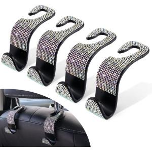 imageLivTee Car Seat Headrest Hook Car Headrest Hidden Hook 4 Pack Universal Auto Car Back Seat Hook Organizer for Purse Coat Car Interior Accessories GrayBling Colorful