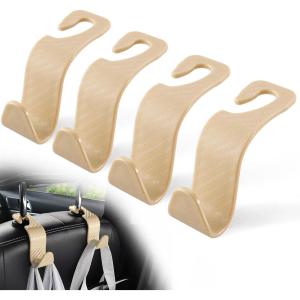 imageLivTee Car Seat Headrest Hook Car Headrest Hidden Hook 4 Pack Universal Auto Car Back Seat Hook Organizer for Purse Coat Car Interior Accessories GrayBeigeCF