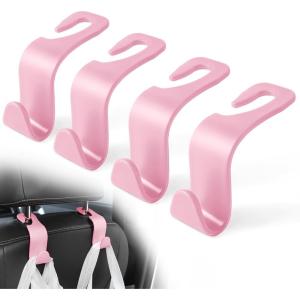 imageLivTee Car Seat Headrest Hook Car Headrest Hidden Hook 4 Pack Universal Auto Car Back Seat Hook Organizer for Purse Coat Car Interior Accessories GrayPink