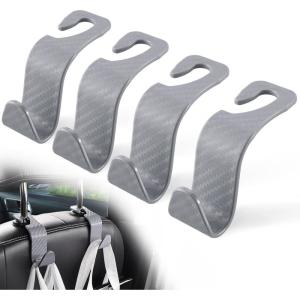 imageLivTee Car Seat Headrest Hook Car Headrest Hidden Hook 4 Pack Universal Auto Car Back Seat Hook Organizer for Purse Coat Car Interior Accessories GrayGrayCF