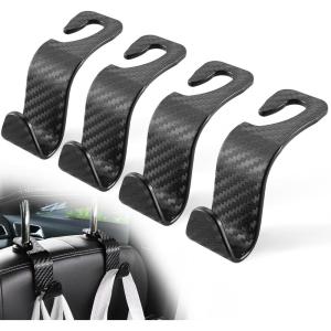 imageLivTee Car Seat Headrest Hook Car Headrest Hidden Hook 4 Pack Universal Auto Car Back Seat Hook Organizer for Purse Coat Car Interior Accessories GrayBlackCF