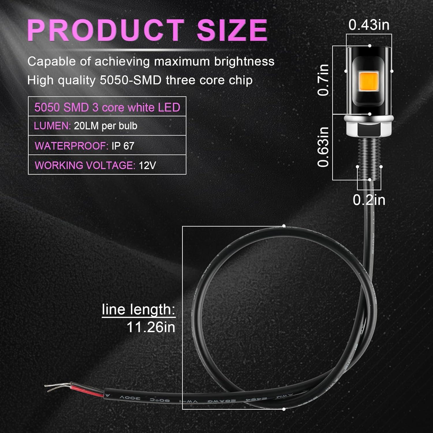 imageLivTee Super Bright License Plate Light 12V License Tag Screw Bolt Accessories Waterproof Black Aluminium Light Holder Legal for Car Motorcycle Truck RV ATV Bike Xenon White2PCSPurple