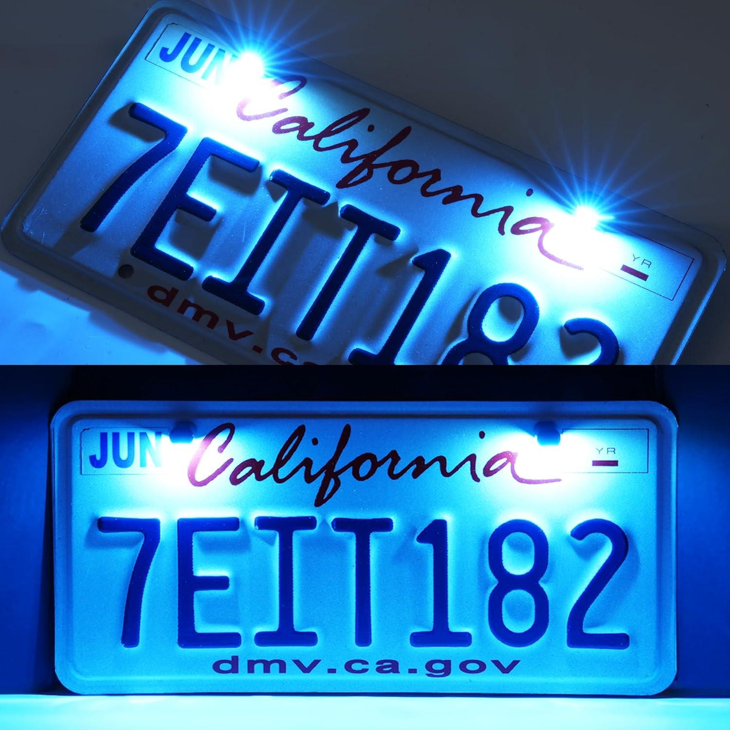 imageLivTee Super Bright License Plate Light 12V License Tag Screw Bolt Accessories Waterproof Black Aluminium Light Holder Legal for Car Motorcycle Truck RV ATV Bike Xenon White2PCSIce Blue