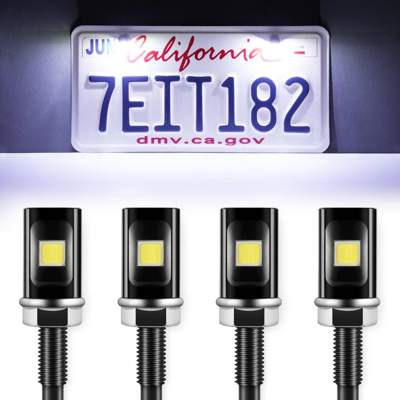 imageLivTee Super Bright License Plate Light 12V License Tag Screw Bolt Accessories Waterproof Black Aluminium Light Holder Legal for Car Motorcycle Truck RV ATV Bike Xenon White2PCSXenon White