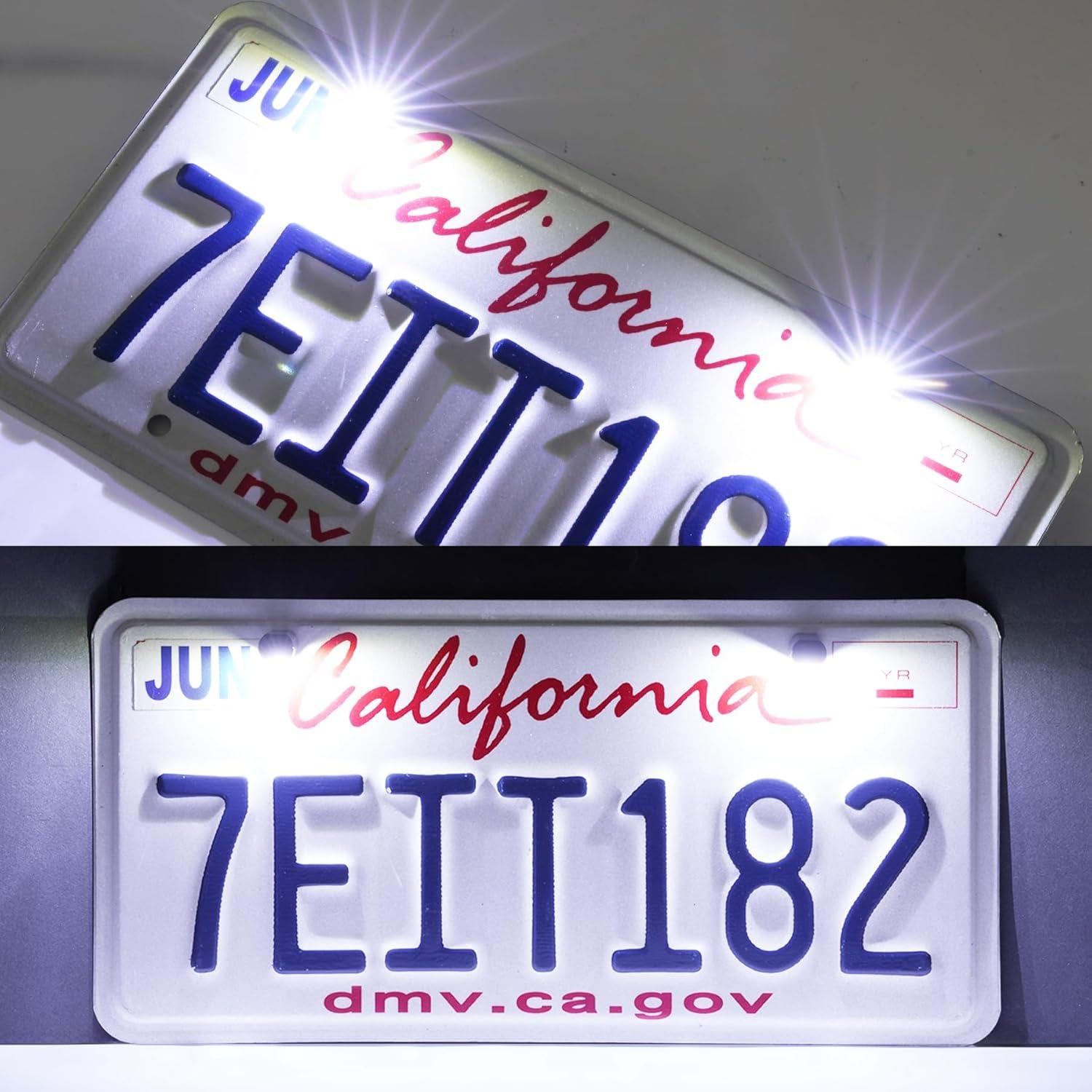 imageLivTee Super Bright License Plate Light 12V License Tag Screw Bolt Accessories Waterproof Black Aluminium Light Holder Legal for Car Motorcycle Truck RV ATV Bike Xenon White2PCSXenon White