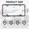 imageLivTee Flower Floral License Plate Frames 4 Holes Stainless Steel License Plate Covers 2PCS Car License Plate Holder Automotive Exterior AccessoriesFloral