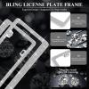imageLivTee Luxury Rhinestone License Plate Frame Bling Car Accessories for Women Funny Glitter Stainless Steel Cover 1000 Cute Crystal Diamond Licenses Plates Holder with Cap Screws SetColorWhite