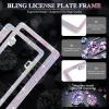 imageLivTee Luxury Rhinestone License Plate Frame Bling Car Accessories for Women Funny Glitter Stainless Steel Cover 1000 Cute Crystal Diamond Licenses Plates Holder with Cap Screws SetColorColorful
