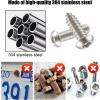 imageLivTee Rustproof License Plate Screws for Securing License Plates Frames and Covers on Cars and Trucks 8 Sets Premium Stainless Steel Self Tapping Mounting Bolts Black Zinc PlatedATSilver