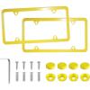 imageLivTee 4 Holes Stainless Steel License Plate Frames 2 PCS Car Licence Plate Covers Automotive Exterior Accessories Slim Design with Bolts Washer Caps for US Vehicles BlackYellow