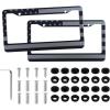 imageLivTee American Flag License Plate Frames 4 Holes Stainless Steel License Plate Covers 2PCS License Plate Holder Automotive Exterior AccessoriesWhite ampamp BlackFlag Gray  Black