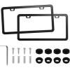 imageLivTee American Flag License Plate Frames 4 Holes Stainless Steel License Plate Covers 2PCS License Plate Holder Automotive Exterior AccessoriesWhite ampamp BlackBlack